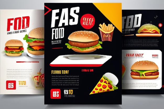 Wektorowy szablon projektowania ulotki fast food w rozmiarze A4 Broszura i układ Koncepcja projektowania żywności