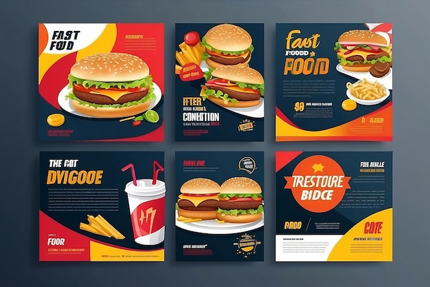 Zdjęcie wektorowy szablon projektowania ulotki fast food w rozmiarze a4 broszura i układ koncepcja projektowania żywności