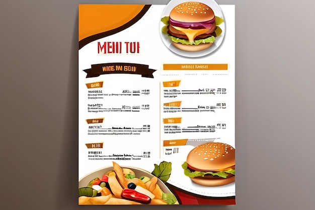 Zdjęcie wektorowy szablon projektu broszury fast food w rozmiarze a4 flyer banner i layout design food concept