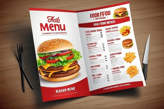Wektorowy szablon projektu broszury fast food w rozmiarze A4 flyer banner i Layout Design food concept