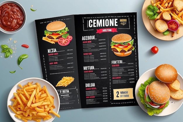 Wektorowy szablon projektu broszury fast food w rozmiarze A4 flyer banner i Layout Design food concept