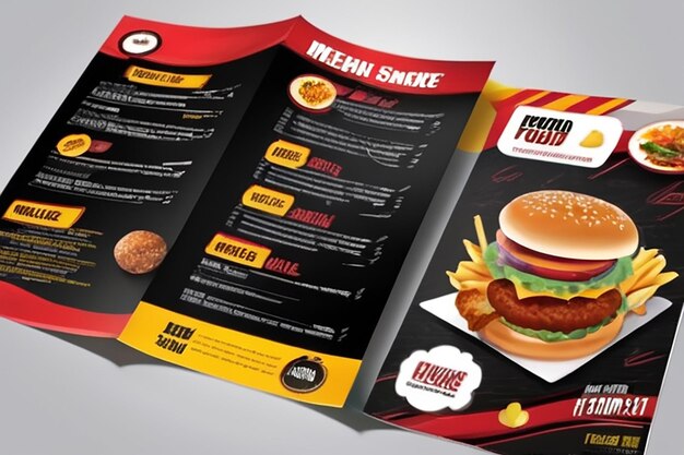 Wektorowy szablon projektu broszury fast food w rozmiarze A4 flyer banner i Layout Design food concept