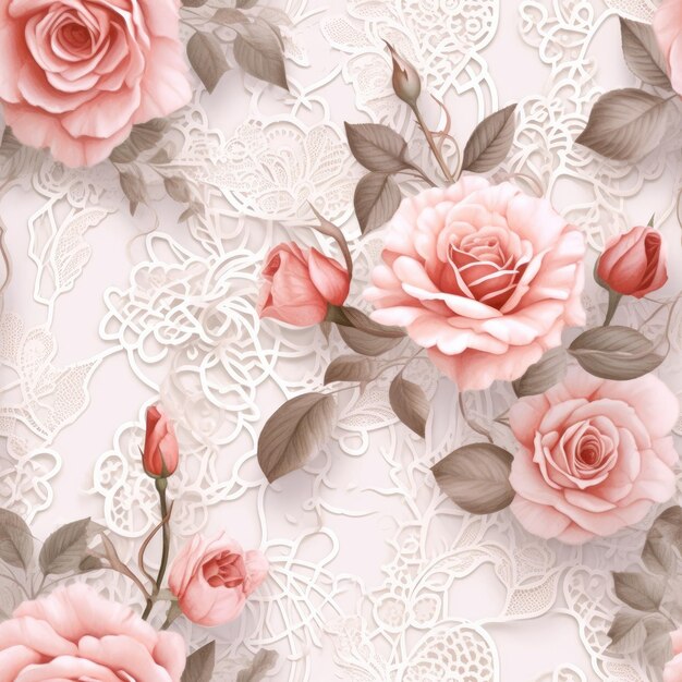 Zdjęcie wektoryjski elegancki różowy barokowy styl bezszwowy projekt kwiatów