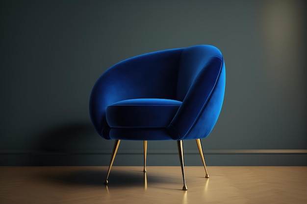 Welurowy niebieski luksusowy fotel generatywny ai
