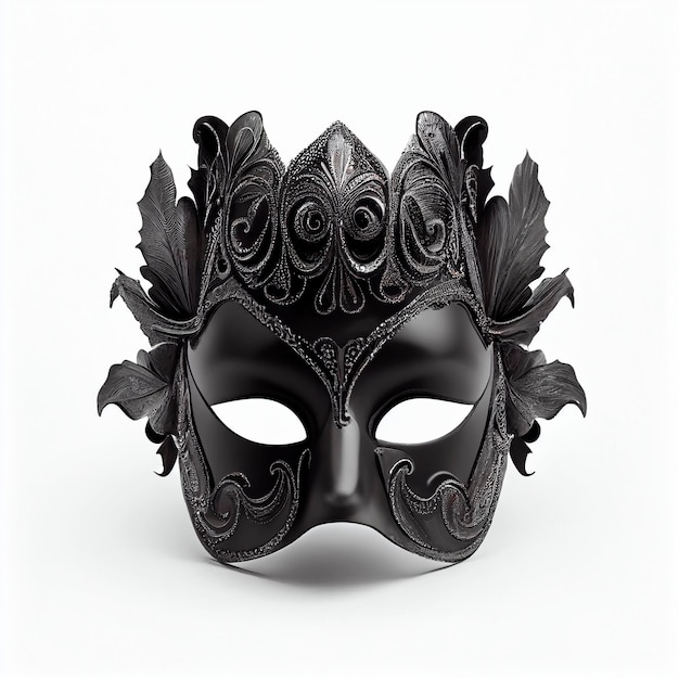 Zdjęcie weneckie maski karnawałowe czarny kolor na białym tle, białe tło