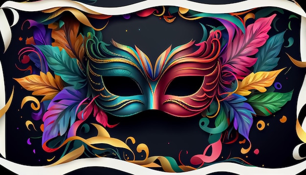 Weneckie maski karnawałowe sezon świąteczny AI Genrate Renderuj ilustrację