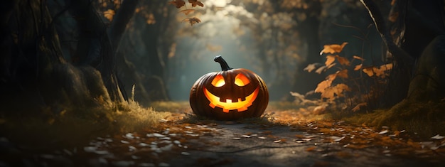 Zdjęcie wesoła halloweenowa dynia z uśmiechniętą twarzą 04