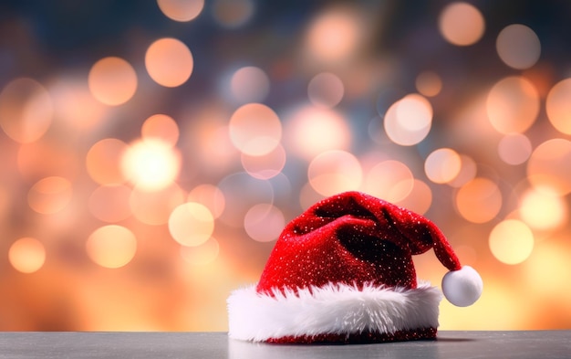 Wesołe Boże Narodzenie na tle z kapeluszem Świętego Mikołaja