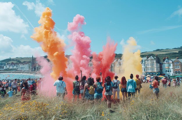 Wesołe święto Wciągające chwile śmiechu i koloru na festiwalu Holi