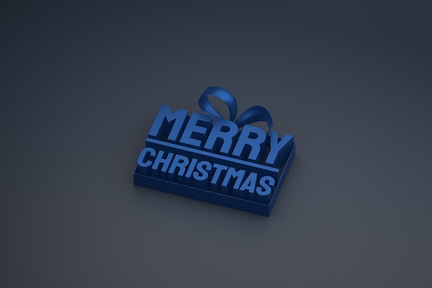 Wesołych Świąt Bożego Narodzenia projekt 3d z kokardą i wstążką na ciemnym tle