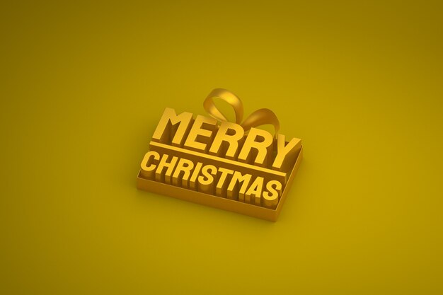 Wesołych Świąt Bożego Narodzenia tag 3D z kokardą i wstążką na żółtym tle