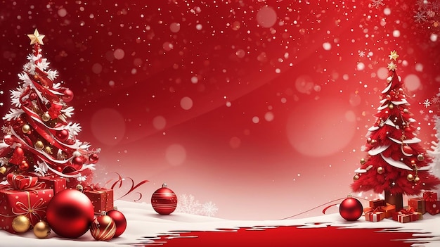 Zdjęcie wesołych świąt hd czerwona tapeta piękna grafika sezonowa ilustracja i kopia przestrzeń tło