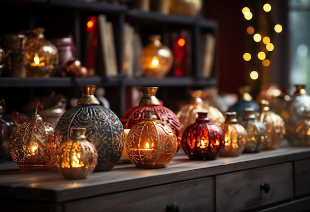 Wesołych Świąt lub świątecznych dekoracji w pokoju z prezentem i drzewem generowane w ai