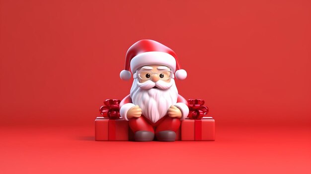 Wesołych Świąt Z Kreskówką Santa Claus bałwan prezenty pole Ai generowane