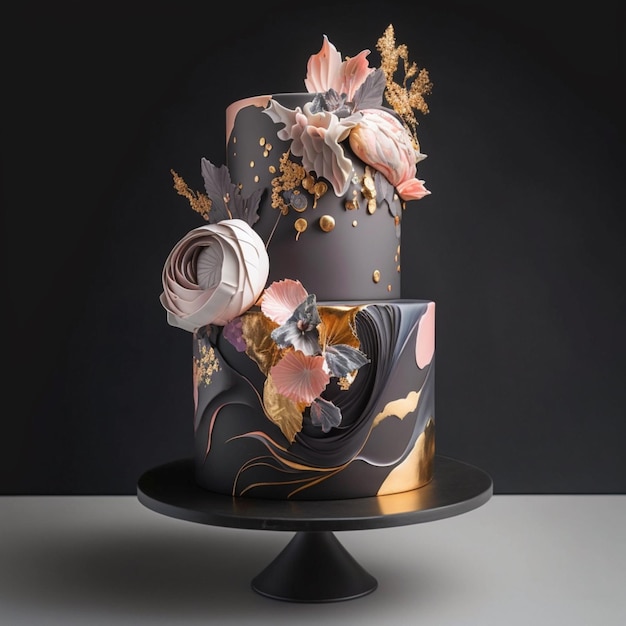 Wesołych uroczystości weselnych duży tort dekorujący obrazy Sztuka wygenerowana przez sztuczną inteligencję