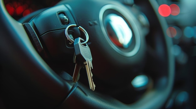 Wewnątrz pojazdu kluczyk i pusty klucz do zapłonu są wyświetlane na pustym kluczyku gotowym do markowania lub personalizacji