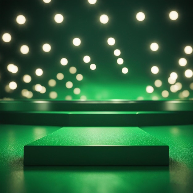 Wewnętrzne zielone podium w tle oświetlenia