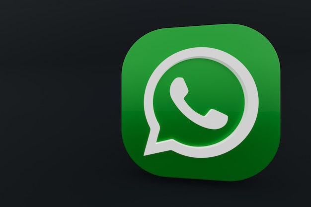 Whatsapp aplikacja zielona ikona logo 3d render na czarnym tle