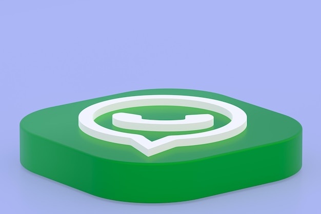 Zdjęcie whatsapp aplikacja zielona ikona logo 3d render na fioletowym tle