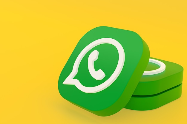 Whatsapp aplikacja zielona ikona logo 3d render na żółtym tle