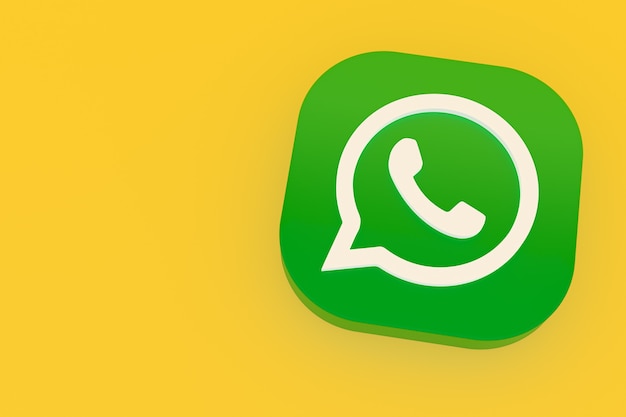 Whatsapp aplikacja zielone logo ikona 3d render na żółtym tle