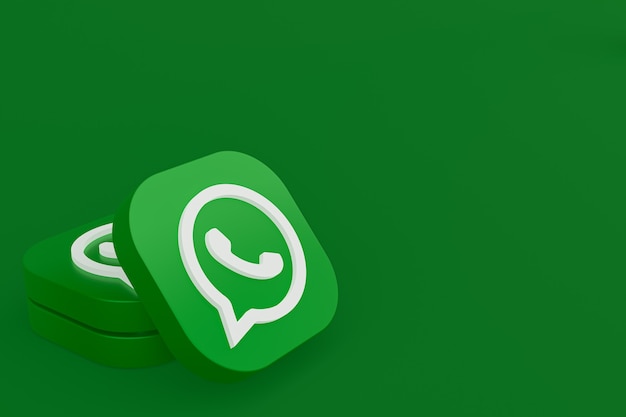 Whatsapp aplikacja zielone logo ikona 3d renderowania na zielonym tle