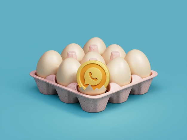 Whatsapp Social Media Złamane otwarte pęknięte pudełko na jajka Ilustracja 3D