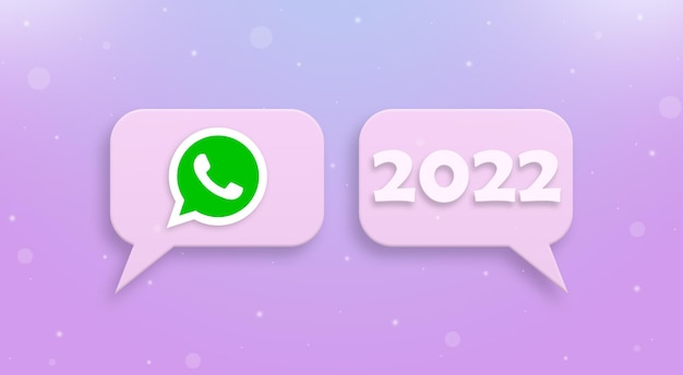 Whatsappicon i nowy rok 2022 na dymku 3d