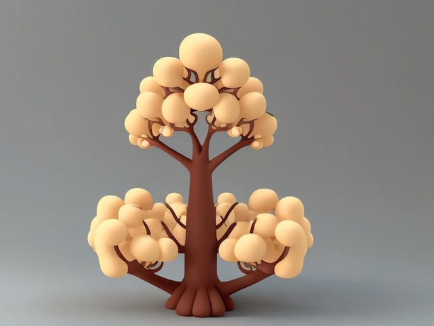 Zdjęcie whimsical grove cartoonstyle tree 3d rendering zabawny projekt kreatywna kompozycja