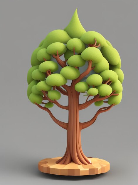 Whimsical Grove CartoonStyle Tree 3D Rendering Zabawny projekt Kreatywna kompozycja