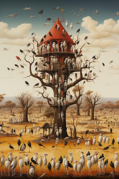 Whimsical Surrealism Exploring Bosch inspirowane przerażające obrazy olejne Myers Duopliodesce i ja