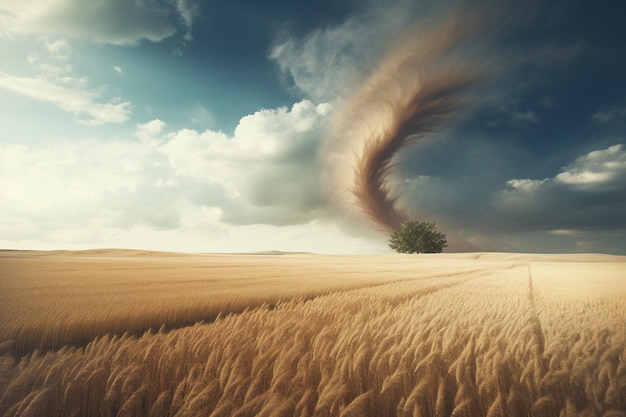 Zdjęcie whirlwind or dust devil in an open field