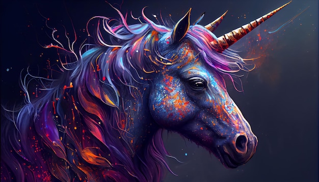 White Unicorn ilustracji do projektowania dzieci Tęczowe włosy Cute fantasy zwierząt Unicorn wallpaer