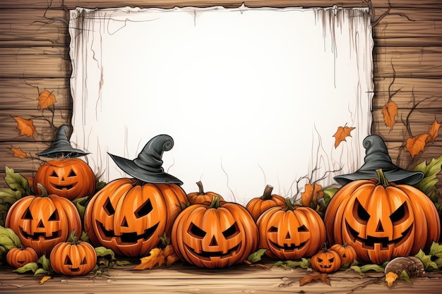 Whiteboard vintage halloween clipart białe tło Generatywna sztuczna inteligencja