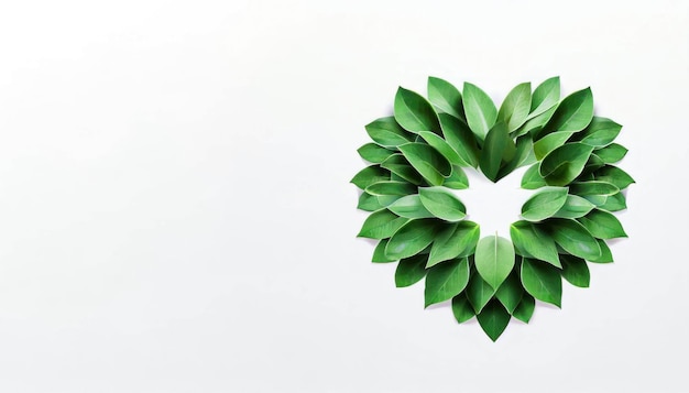 Wholesome Affection Green Leaf Heart Ilustracja na białym tle Generatywna sztuczna inteligencja