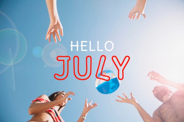 Zdjęcie wiadomość hello july z letnią aktywnością