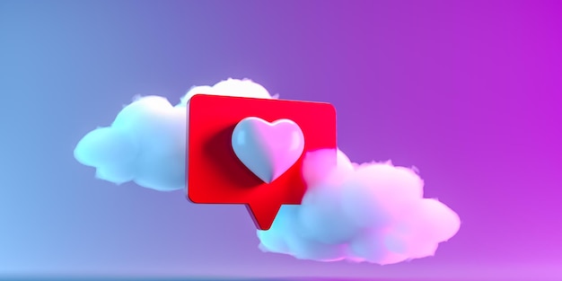 Wiadomość z podobnym symbolem pośród chmur renderowania 3d