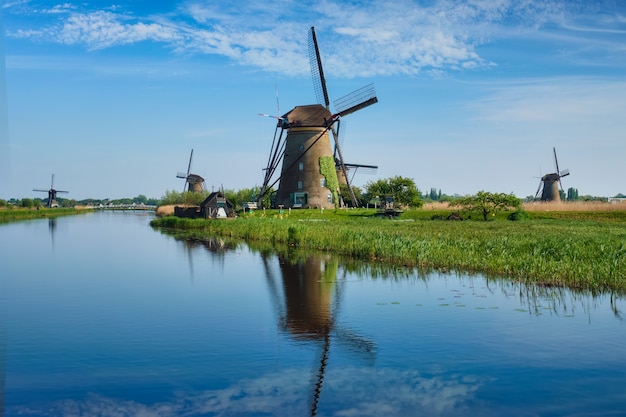 Wiatraki w Kinderdijk w Holandii. Holandia