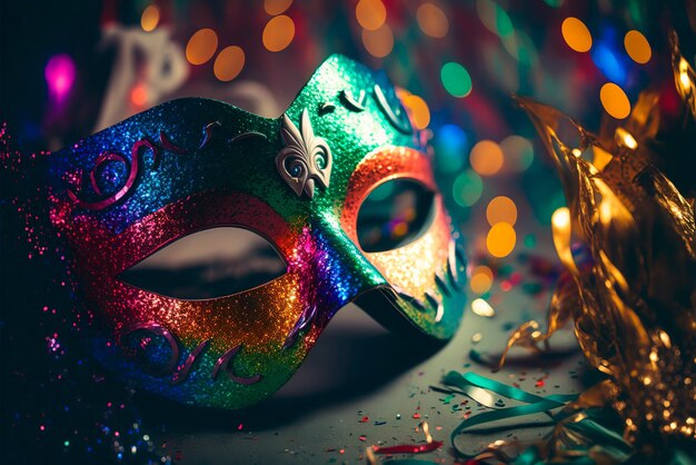 Wibrująca brazylijska maska karnawałowa, motyw konfetti na imprezę