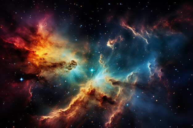 Wibrująca chmura galaktyczna oświetlająca nocne niebo złożonymi szczegółami gwiazd i kosmicznymi cudami