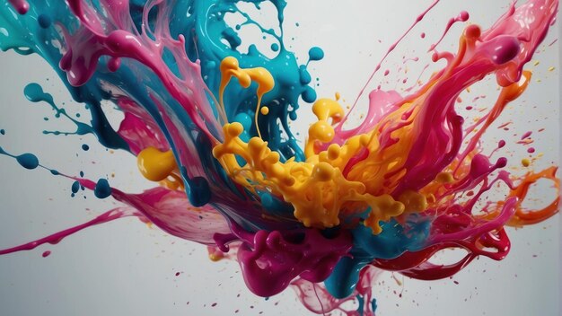 Wibrująca eksplozja kolorowych rozprysków farby