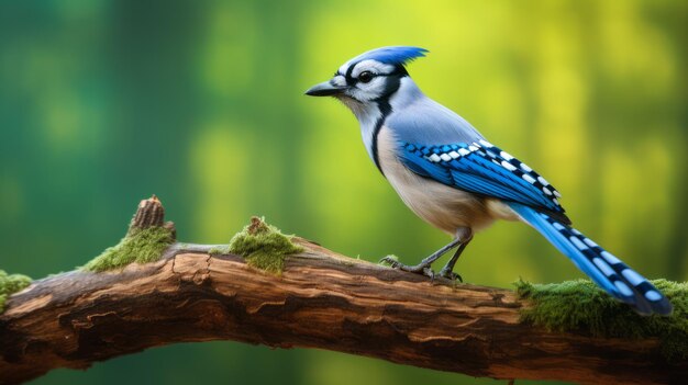 Wibrująca fotografia Blue Jay w stylu organicznego biomorfizmu