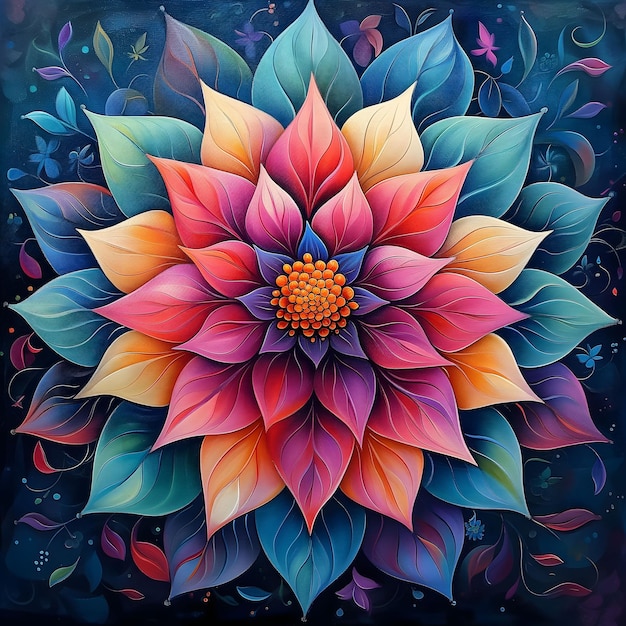 Wibrująca grafika kwiatowa mandali autorstwa Kelly Vivanco Precision Painting i akwarelistów