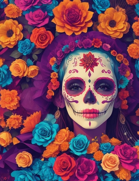 wibrująca magia Day of the Dead kolorowe tło