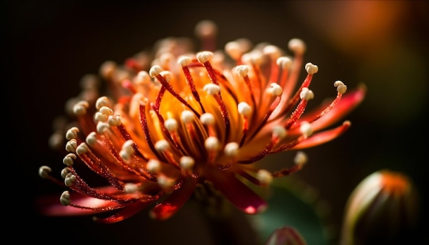 Wibrująca różowa główka kwiatu prezentuje naturalne piękno wygenerowane przez sztuczną inteligencję
