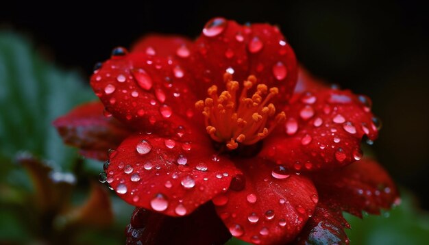 Wibrująca stokrotka gerbera mokra od kropli rosy wygenerowanych przez sztuczną inteligencję