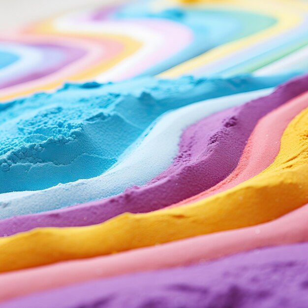 Zdjęcie wibrujące tęczowo kolorowe paski piasku generowane przez sztuczną inteligencję