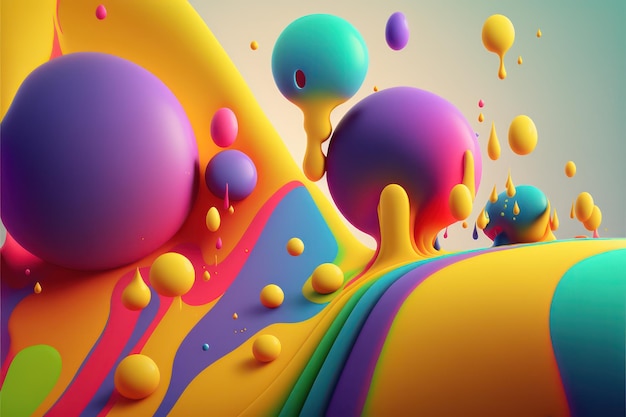 Wibrujący płynny baner kropelkowy z kolorową farbą do projektowania generatywnego ai