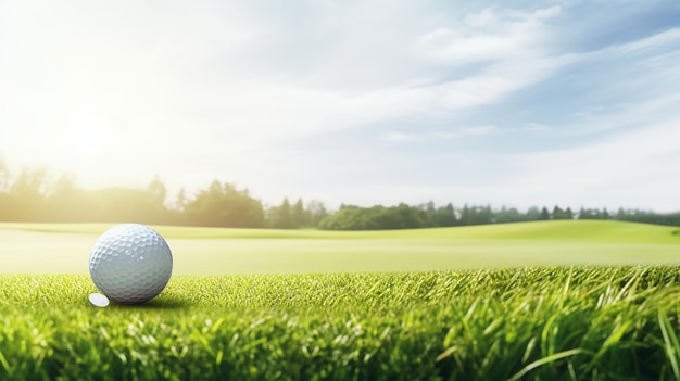 Wide Panoramic Banner Golf Club i Piłka w Trawie