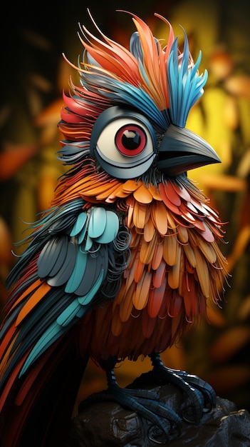 Widok 3D animowanych piskląt ptaków